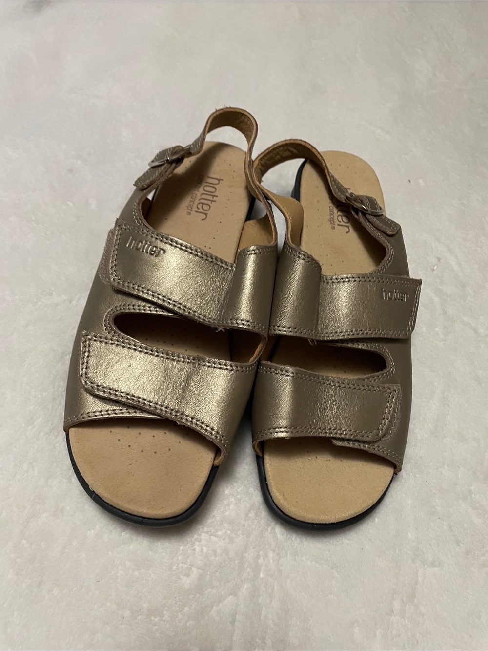 Hotter Easy Bronze Leather Adjustable Slingback Casual Sandals Sz 9.5M